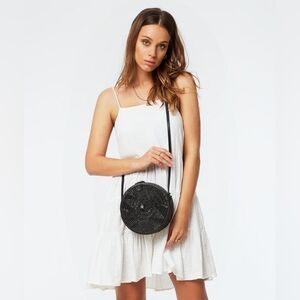 Round Street Level Anthropologie wicker bag